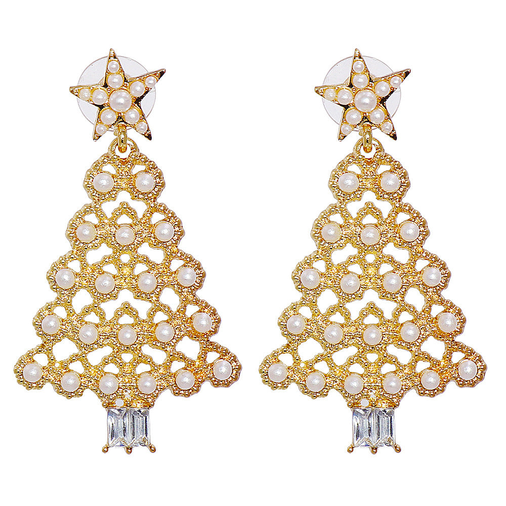 Colorful Crystals Christmas Tree Earrings