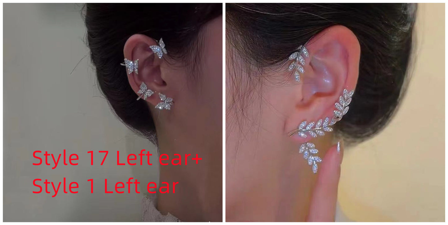 Diamond Earrings With Butterfly Ear Clip
