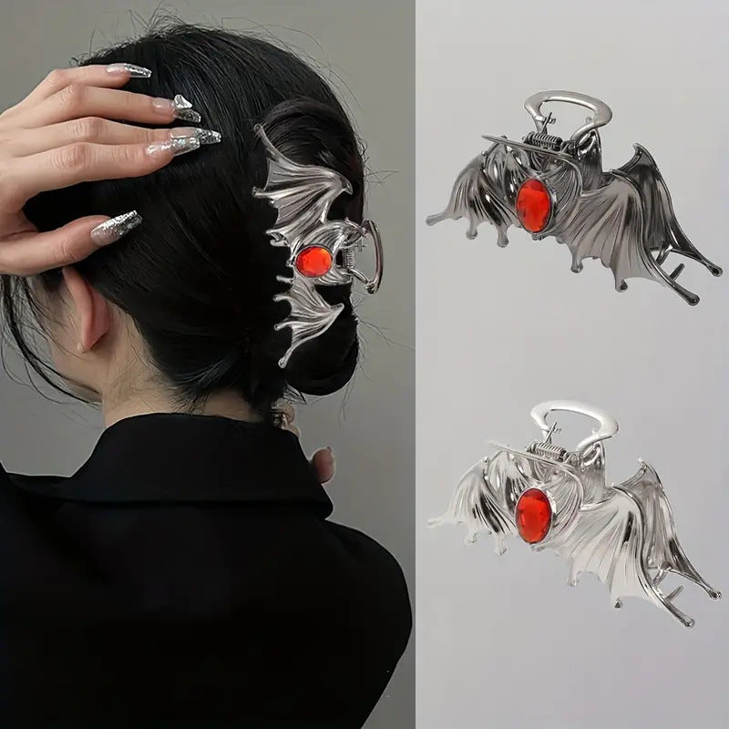 Halloween Bat Ruby Inlaid Barrettes