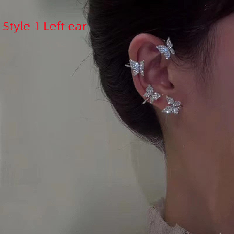 Diamond Earrings With Butterfly Ear Clip
