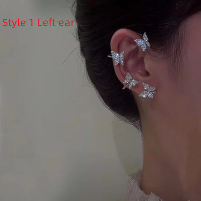 Diamond Earrings With Butterfly Ear Clip
