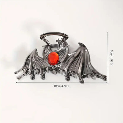Halloween Bat Ruby Inlaid Barrettes
