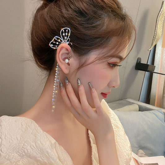 Diamond Earrings With Butterfly Ear Clip