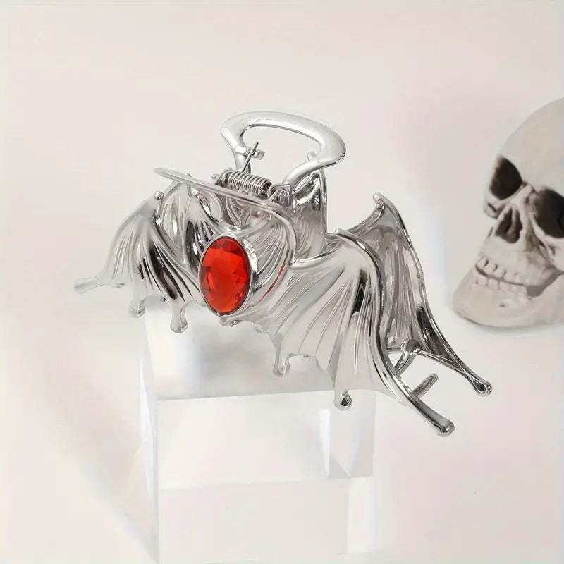 Halloween Bat Ruby Inlaid Barrettes