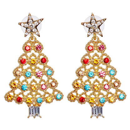 Colorful Crystals Christmas Tree Earrings