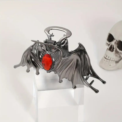 Halloween Bat Ruby Inlaid Barrettes