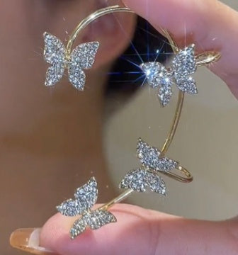 Diamond Earrings With Butterfly Ear Clip