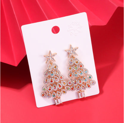 Colorful Crystals Christmas Tree Earrings