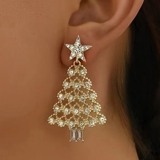 Colorful Crystals Christmas Tree Earrings