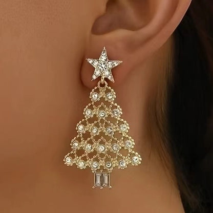 Colorful Crystals Christmas Tree Earrings