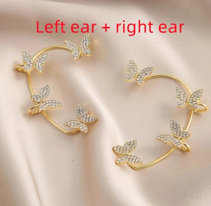 Diamond Earrings With Butterfly Ear Clip
