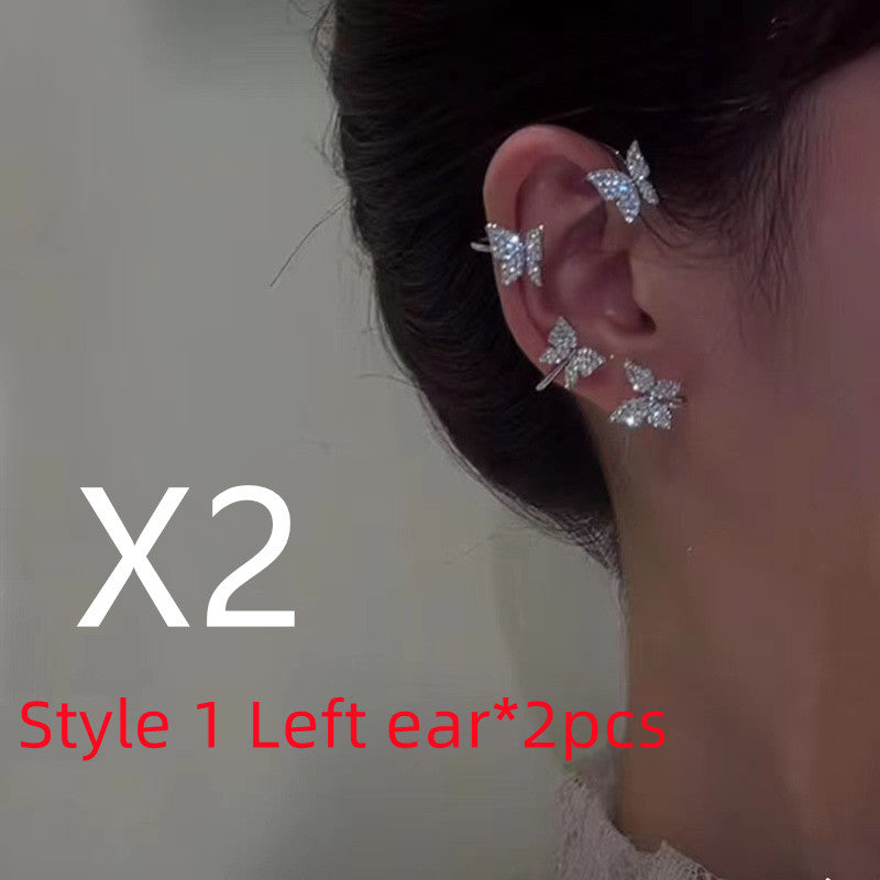 Diamond Earrings With Butterfly Ear Clip