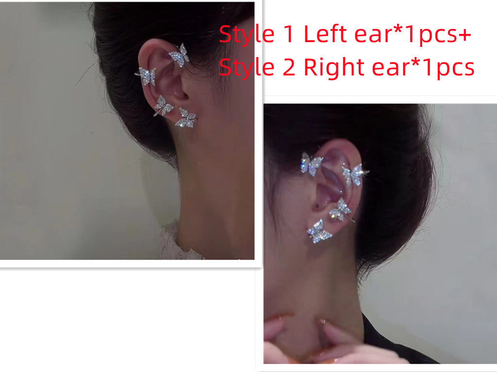 Diamond Earrings With Butterfly Ear Clip