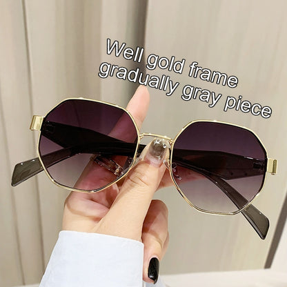 Modern Square Polygon Metal Sunglasses