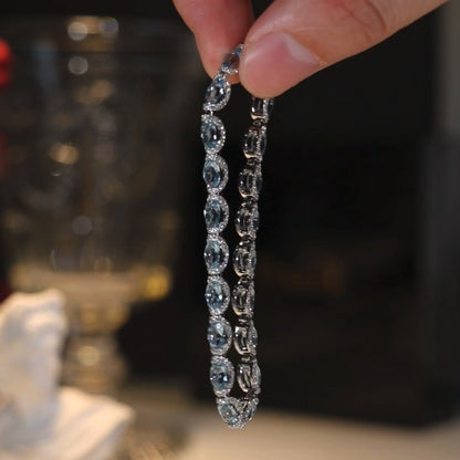 Oval Aquamarine Blue Gem Bracelet